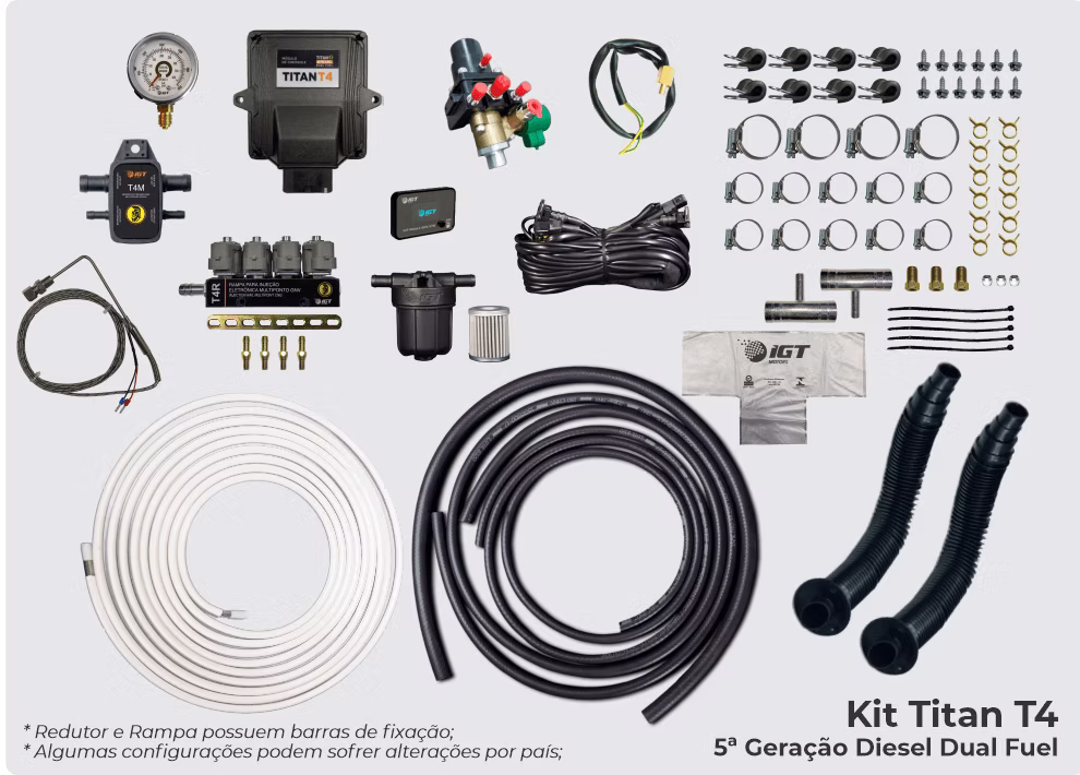 Componentes do Kit Titan T4 GNV